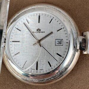 Vintage Silver Bucherer mechanical winding pocket watch with a full hunter case